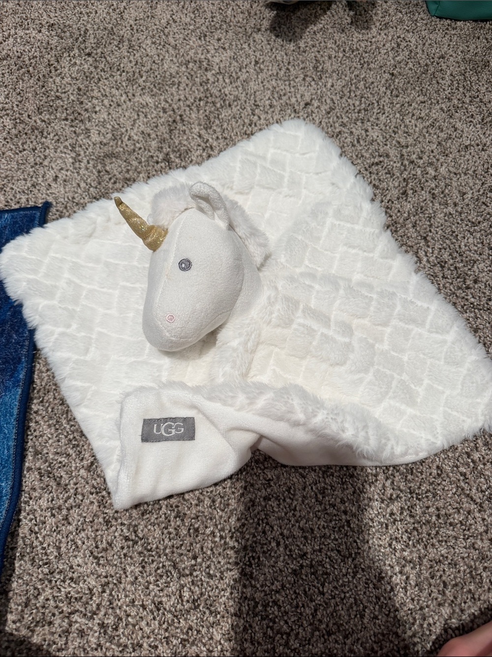 UGG Cream White Unicorn Plush Lovey with Gold Horn